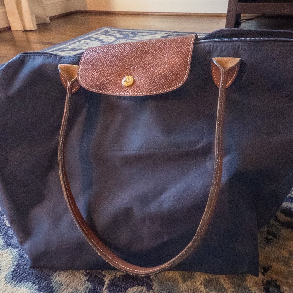 Black and brown Longchamp tote